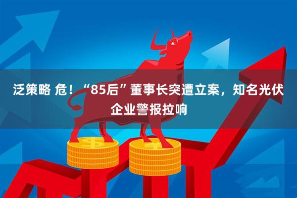 泛策略 危!“85后”董事长突遭立案,知名光伏企业警报拉响